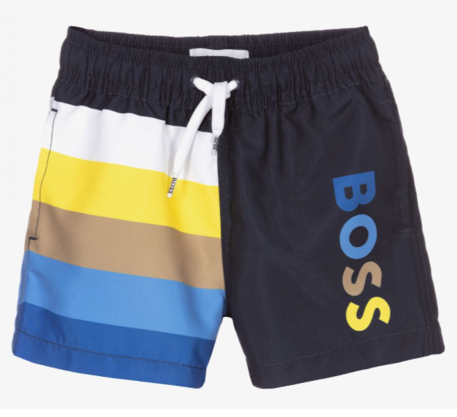 HUGO BOSS Boys Blue Logo Swim Shorts