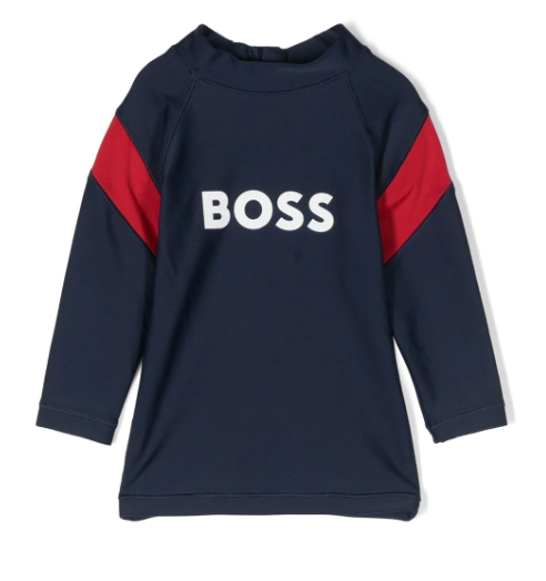 HUGO BOSS colour-block logo-print swim top