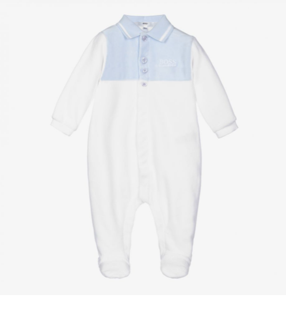 Hugo Boss Baby White Velour Babygrow