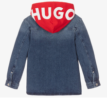 Load image into Gallery viewer, HUGO Boys Blue Denim Hooded Jacket
