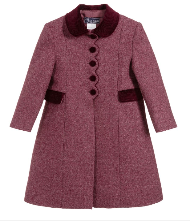 ANCAR Burgundy Girls Wool Coat