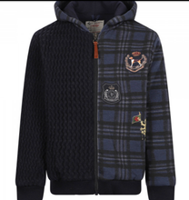 Load image into Gallery viewer, LAPIN HOUSE Appliqued Logo Patches Zipped Hoodie in Navy
