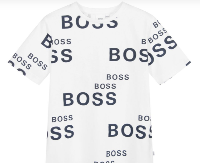 Hugo Boss Boys Slim Fit all over logo tshirt