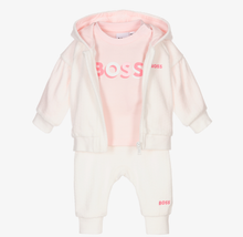 Load image into Gallery viewer, HUGO BOSS Girls Ivory &amp; Pink Trouser Set
