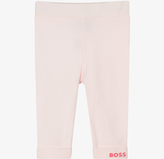 HUGO BOSS Girls Pink Cotton Leggings