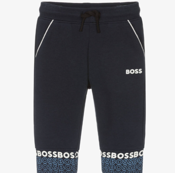 HUGO BOSS Boys Navy Blue Logo Joggers