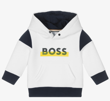 Load image into Gallery viewer, HUGO BOSS Boys White Logo Hoodie
