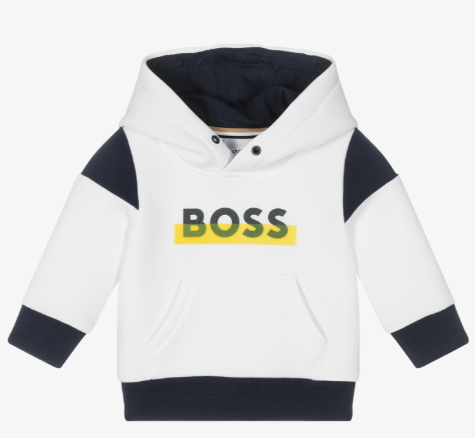 HUGO BOSS Boys White Logo Hoodie