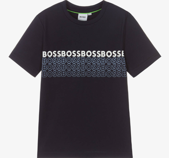 HUGO BOSS Boys Navy Blue Logo T-Shirt