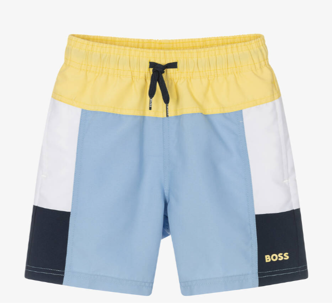 HUGO BOSS Boys Blue Colourblock Swim Shorts