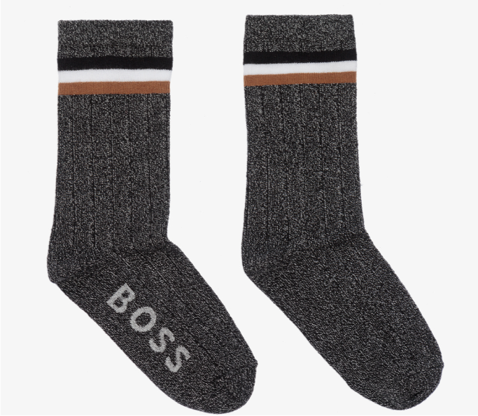 HUGO BOSS Black & Silver Glitter Socks