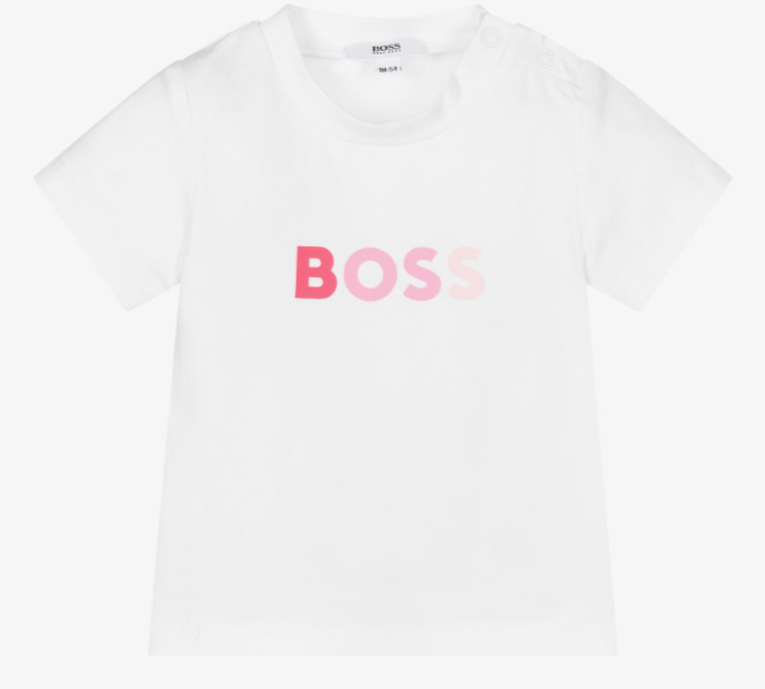 HUGO BOSS White Cotton Logo T-Shirt