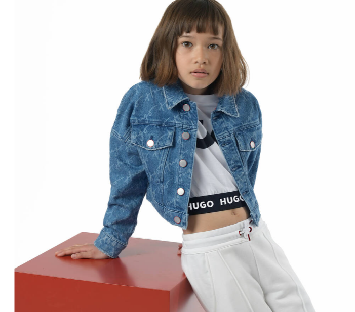 HUGO Girls Blue Denim Logo Jacket