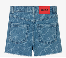 Load image into Gallery viewer, HUGO Girls Blue Denim Logo Shorts
