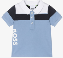 Load image into Gallery viewer, HUGO BOSS Boys Blue Cotton Logo Polo Shirt
