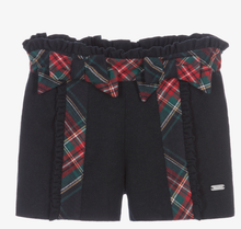 Load image into Gallery viewer, PATACHOU Girls Blue Tartan Bow Shorts and Shirt Set
