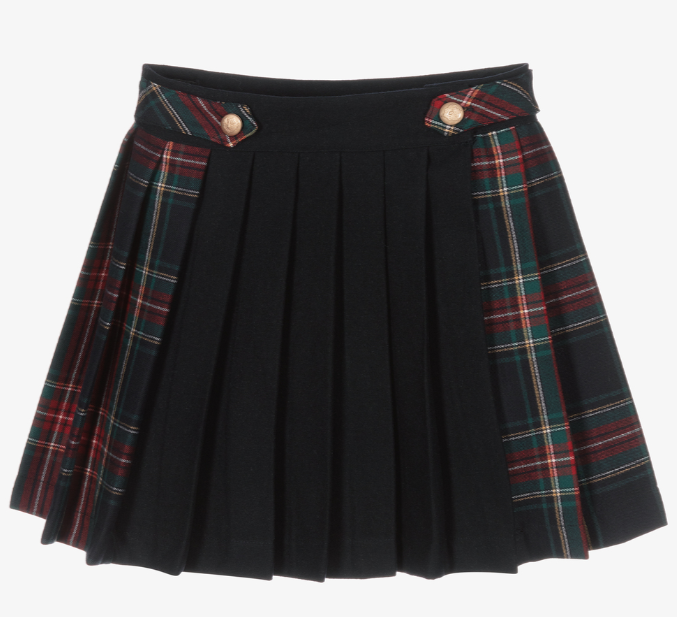 PATACHOU Girls Blue & Green Tartan Skirt