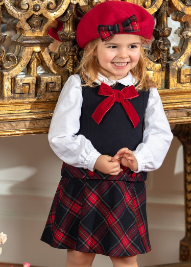 PATACHOU red and blue tartan dress set