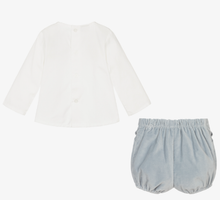 Load image into Gallery viewer, PAZ RODRIGUEZ Boys Ivory &amp; Blue Shorts Set
