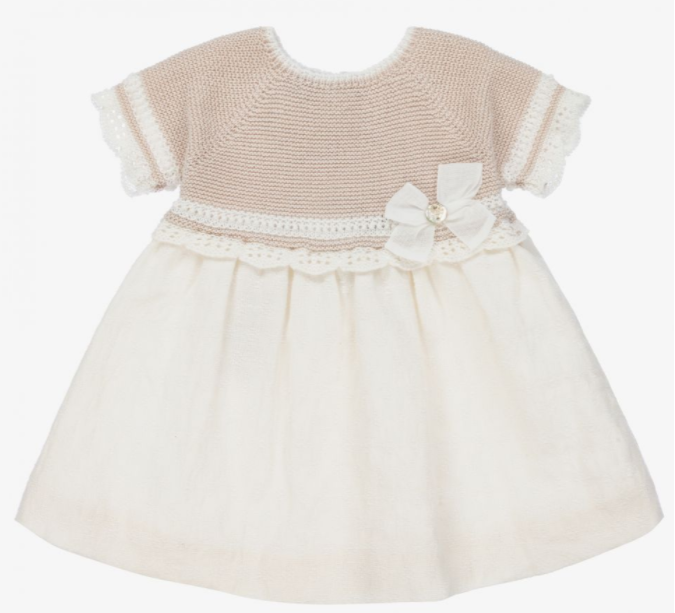 PAZ RODRIGUEZ Baby Girls Beige Knit Dress