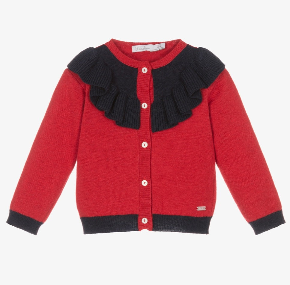 PATACHOU Girls Red and Navy Cardigan