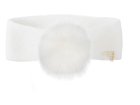 IL TRENINO WOOL BABY BAND WITH FUR POMPOM