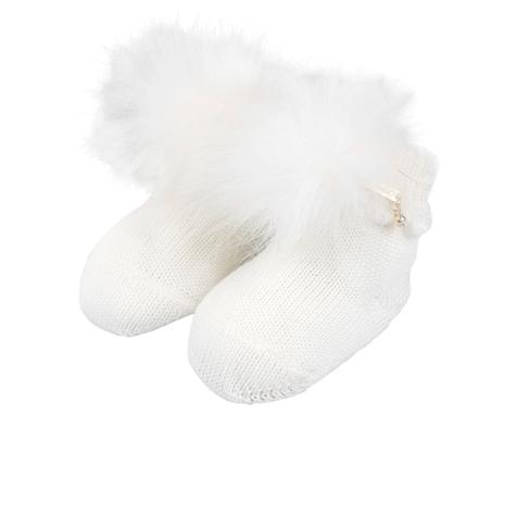 IL TRENINO WOOL BABY BOOTIES WITH REAL FUR