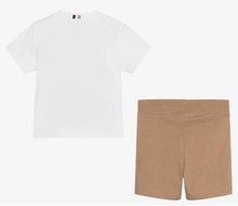 Load image into Gallery viewer, HUGO BOSS Boys White &amp; Beige Cotton Shorts Set
