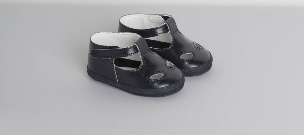 ALETTA navy blue eco leather pram shoes