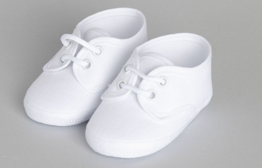 ALETTA white linen pram shoes