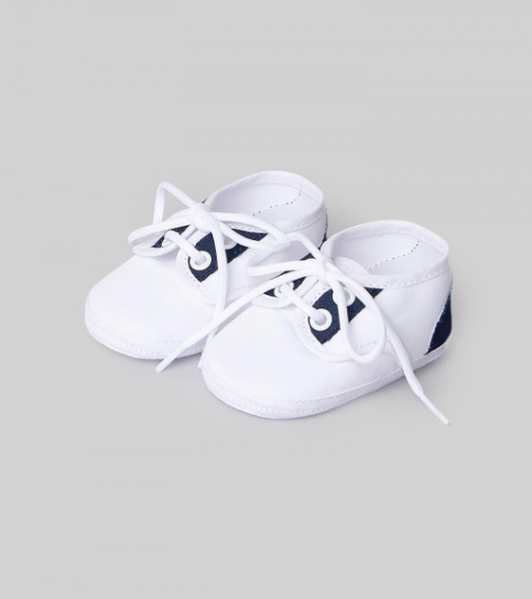 ALETTA white and blue pram shoes