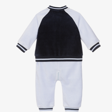 Load image into Gallery viewer, HUGO BOSS Baby Boys Blue Velour Romper
