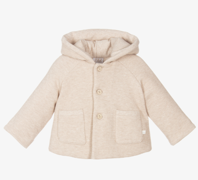 PAZ RODRIGUEZ Baby Boys Beige Hooded Jacket