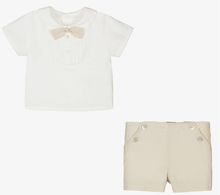 Load image into Gallery viewer, PAZ RODRIGUEZ Baby Boys Ivory &amp; Beige Shorts Set
