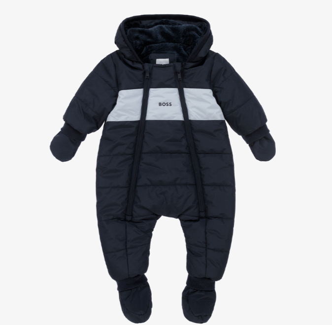 HUGO BOSS Baby Boys Blue Logo Snowsuit