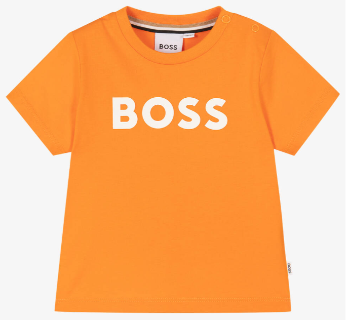 HUGO BOSS Baby Boys Orange Cotton Logo T-Shirt