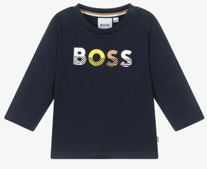 HUGO BOSS Boys Navy Blue Logo Top