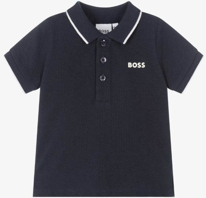 HUGO BOSS Baby Boys Navy Blue Cotton Polo Shirt