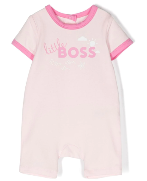 HUGO BOSS Baby Girl logo-print all-in-one