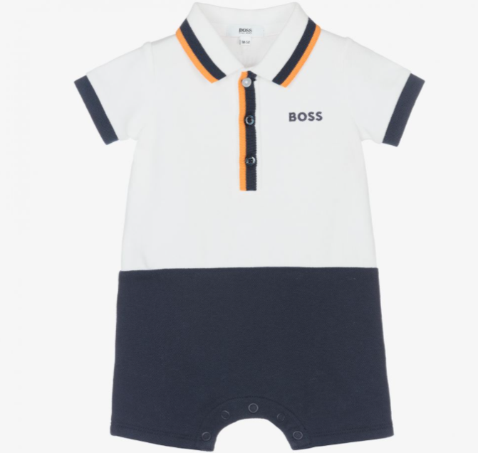 HUGO BOSS  Baby Boys White & Navy Blue Shortie