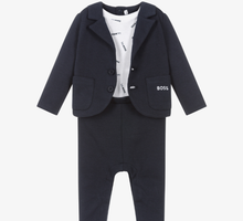 Load image into Gallery viewer, HUGO BOSS Baby Navy Blue Suit Romper
