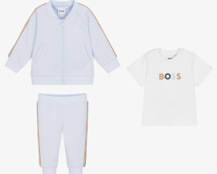 HUGO BOSS Baby Boys Pale Blue Logo Tracksuit