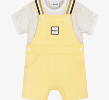 Load image into Gallery viewer, HUGO BOSS Baby Boys Yellow Dungaree Shorts Set
