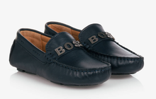 Load image into Gallery viewer, HUGO BOSS Boys Blue Leather Loafers
