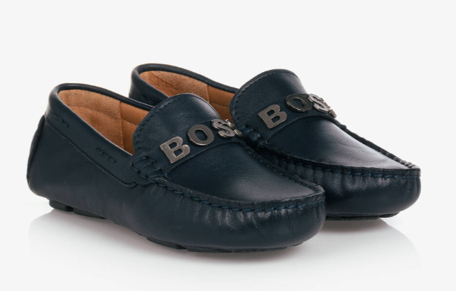 HUGO BOSS Boys Blue Leather Loafers