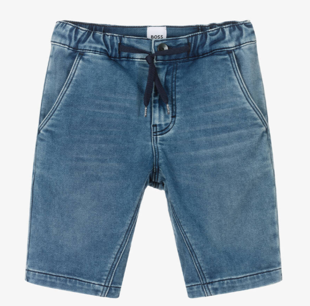 HUGO BOSS Boys Blue Jersey Denim Shorts