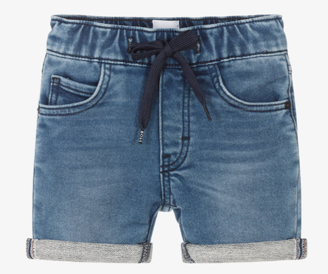 HUGO BOSS Baby Boys Blue Jersey Denim Logo Shorts