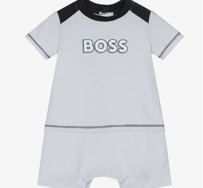 HUGO BOSS Baby Boys Blue Logo Cotton Shortie