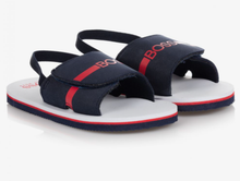 Load image into Gallery viewer, HUGO BOSS navy blue logo sandals
