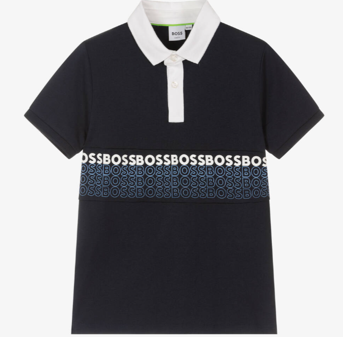 HUGO BOSS Boys Blue Cotton Polo Shirt